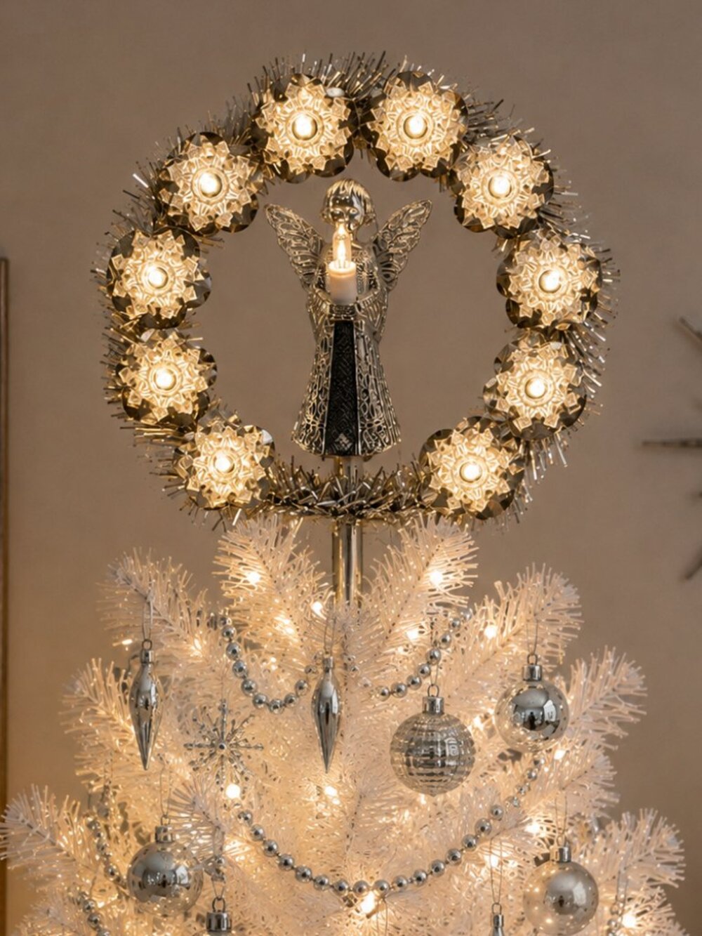 Vintage NOMA Santa Lites Illuminated Angel Christmas Tree Topper NOS Unused